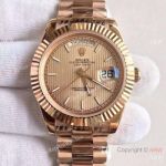 High Quality Copy Rolex Day-Date 40MM Watch MingZhu Movement Rose Gold Striped Watch